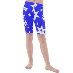 Star Background Pattern Advent Kids  Mid Length Swim Shorts by HermanTelo