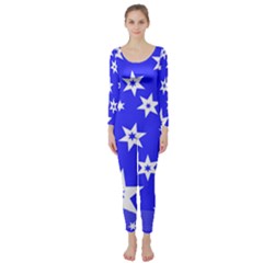 Star Background Pattern Advent Long Sleeve Catsuit