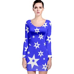 Star Background Pattern Advent Long Sleeve Velvet Bodycon Dress