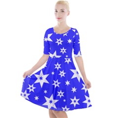 Star Background Pattern Advent Quarter Sleeve A-line Dress by HermanTelo