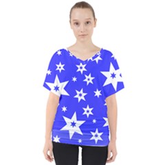 Star Background Pattern Advent V-neck Dolman Drape Top