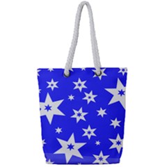 Star Background Pattern Advent Full Print Rope Handle Tote (small)