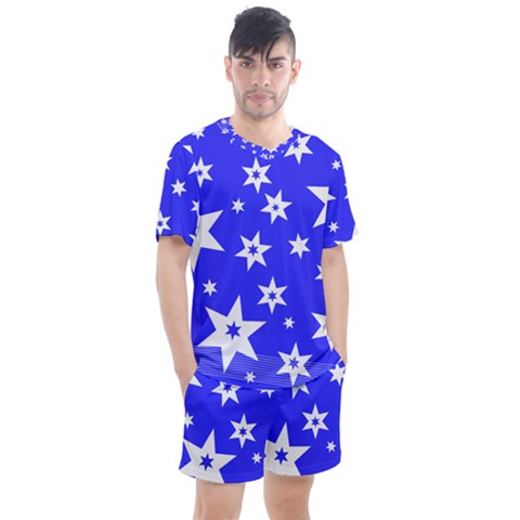 Star Background Pattern Advent Men s Mesh Tee And Shorts Set by HermanTelo