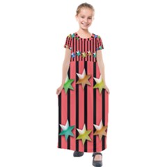 Star Christmas Greeting Kids  Short Sleeve Maxi Dress by HermanTelo