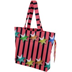 Star Christmas Greeting Drawstring Tote Bag by HermanTelo