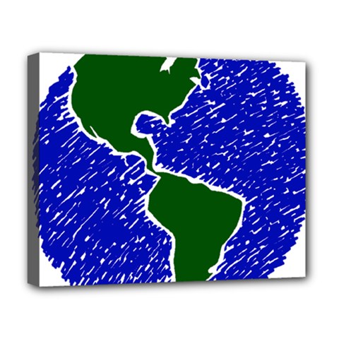 Globe Drawing Earth Ocean Deluxe Canvas 20  X 16  (stretched)