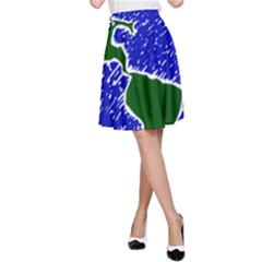 Globe Drawing Earth Ocean A-line Skirt