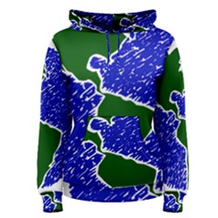 Globe Drawing Earth Ocean Women s Pullover Hoodie by HermanTelo