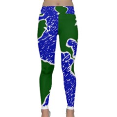 Globe Drawing Earth Ocean Classic Yoga Leggings