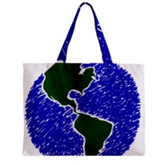 Globe Drawing Earth Ocean Zipper Mini Tote Bag