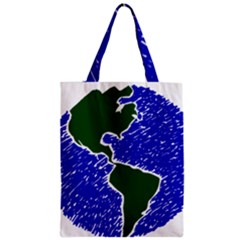 Globe Drawing Earth Ocean Zipper Classic Tote Bag by HermanTelo