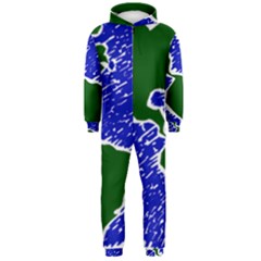 Globe Drawing Earth Ocean Hooded Jumpsuit (men)  by HermanTelo