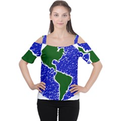 Globe Drawing Earth Ocean Cutout Shoulder Tee