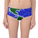 Globe Drawing Earth Ocean Mid-Waist Bikini Bottoms View1