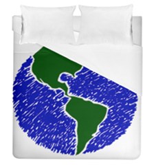 Globe Drawing Earth Ocean Duvet Cover (queen Size)