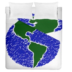 Globe Drawing Earth Ocean Duvet Cover Double Side (queen Size)