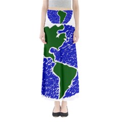 Globe Drawing Earth Ocean Full Length Maxi Skirt