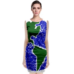 Globe Drawing Earth Ocean Classic Sleeveless Midi Dress