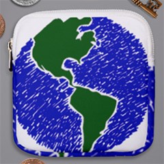 Globe Drawing Earth Ocean Mini Square Pouch by HermanTelo