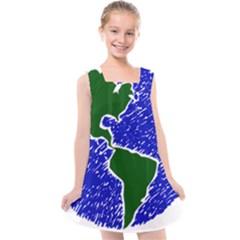 Globe Drawing Earth Ocean Kids  Cross Back Dress by HermanTelo