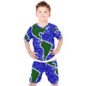 Globe Drawing Earth Ocean Kids  Tee and Shorts Set View1