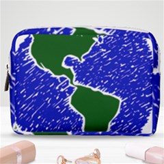 Globe Drawing Earth Ocean Make Up Pouch (medium)