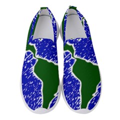 Globe Drawing Earth Ocean Women s Slip On Sneakers