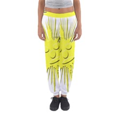 Smilie Sun Emoticon Yellow Cheeky Women s Jogger Sweatpants by HermanTelo