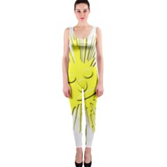 Smilie Sun Emoticon Yellow Cheeky One Piece Catsuit