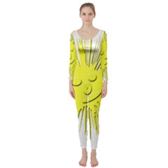 Smilie Sun Emoticon Yellow Cheeky Long Sleeve Catsuit