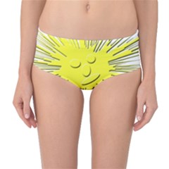 Smilie Sun Emoticon Yellow Cheeky Mid-waist Bikini Bottoms