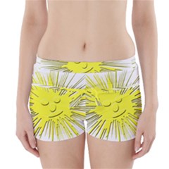 Smilie Sun Emoticon Yellow Cheeky Boyleg Bikini Wrap Bottoms by HermanTelo