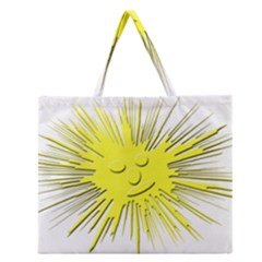 Smilie Sun Emoticon Yellow Cheeky Zipper Large Tote Bag by HermanTelo