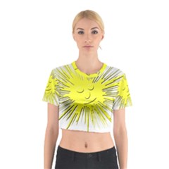 Smilie Sun Emoticon Yellow Cheeky Cotton Crop Top