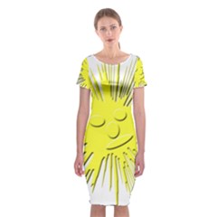 Smilie Sun Emoticon Yellow Cheeky Classic Short Sleeve Midi Dress by HermanTelo