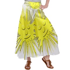 Smilie Sun Emoticon Yellow Cheeky Satin Palazzo Pants