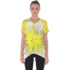 Smilie Sun Emoticon Yellow Cheeky Cut Out Side Drop Tee