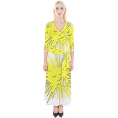 Smilie Sun Emoticon Yellow Cheeky Quarter Sleeve Wrap Maxi Dress