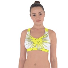 Smilie Sun Emoticon Yellow Cheeky Cross String Back Sports Bra