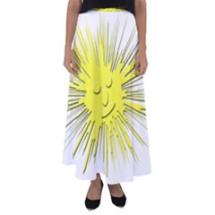 Smilie Sun Emoticon Yellow Cheeky Flared Maxi Skirt