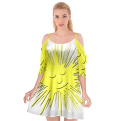 Smilie Sun Emoticon Yellow Cheeky Cutout Spaghetti Strap Chiffon Dress