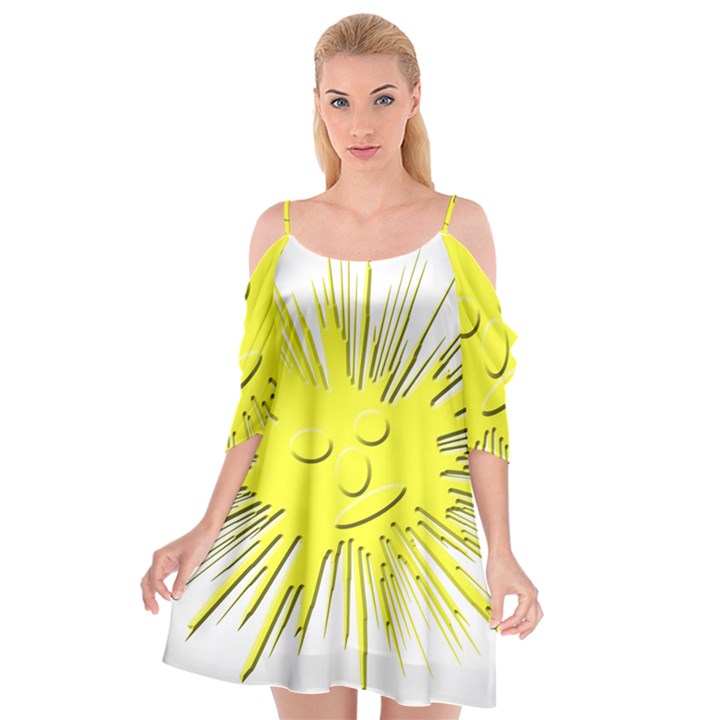 Smilie Sun Emoticon Yellow Cheeky Cutout Spaghetti Strap Chiffon Dress