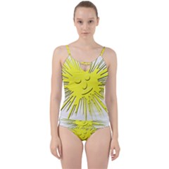 Smilie Sun Emoticon Yellow Cheeky Cut Out Top Tankini Set by HermanTelo