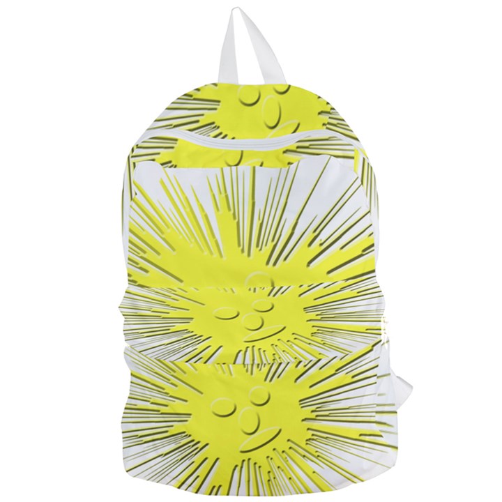 Smilie Sun Emoticon Yellow Cheeky Foldable Lightweight Backpack