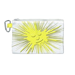 Smilie Sun Emoticon Yellow Cheeky Canvas Cosmetic Bag (medium) by HermanTelo