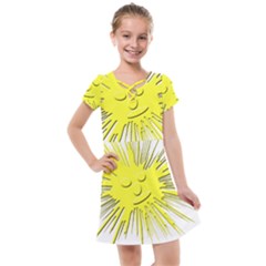 Smilie Sun Emoticon Yellow Cheeky Kids  Cross Web Dress by HermanTelo