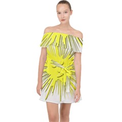 Smilie Sun Emoticon Yellow Cheeky Off Shoulder Chiffon Dress