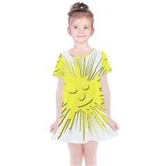 Smilie Sun Emoticon Yellow Cheeky Kids  Simple Cotton Dress by HermanTelo