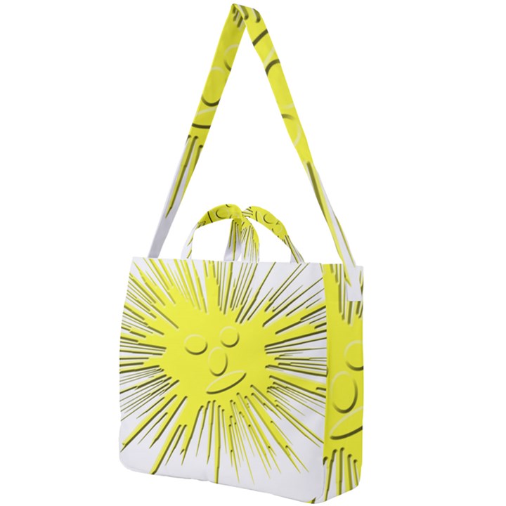 Smilie Sun Emoticon Yellow Cheeky Square Shoulder Tote Bag