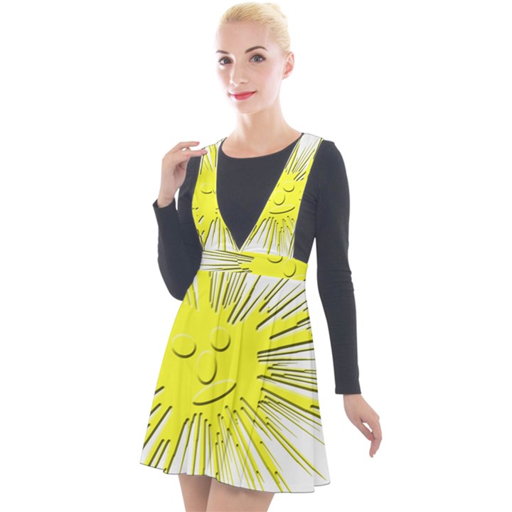 Smilie Sun Emoticon Yellow Cheeky Plunge Pinafore Velour Dress